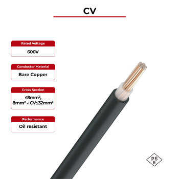 600V Solar Cable Copper Conductor CV Single Core