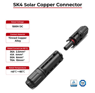SK4 Solar Copper Connector  2.5mm 4mm 6mm 10mm TÜV