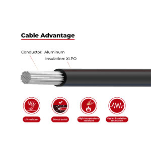 2kV Solar Cable Aluminum Conductor Single Layer RPVU90, RPVU105