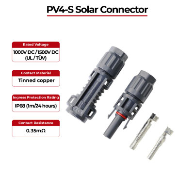 PV4-S IP68 Solar Connector TÜV & UL