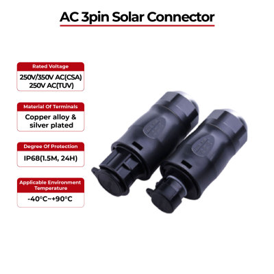 AC 3pin IP68 Solar Connector UL