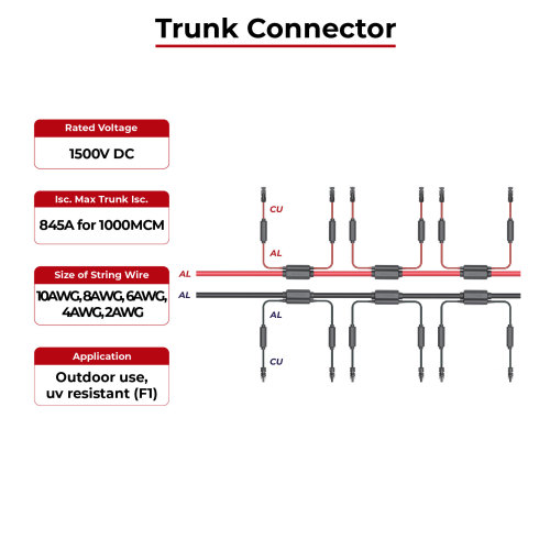 Solar Cable Trunk Connector IP68