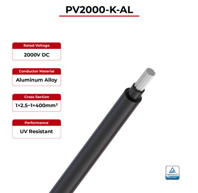 2kV Solar Cable Aluminum Conductor PV2000-K-AL