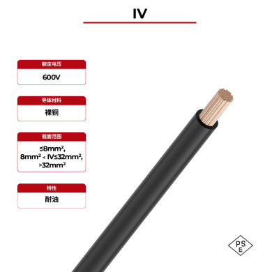 600V 太阳能电缆铜导体 IV