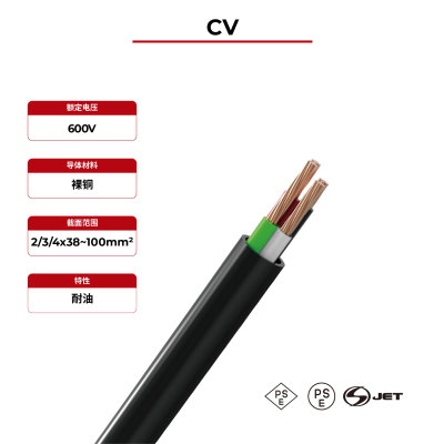 600V太阳能电缆铜芯CV多芯