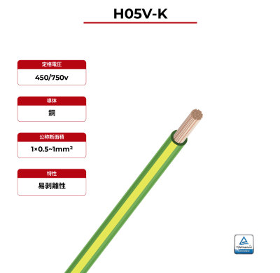 300/500V ソーラーケーブル 銅導体 H05V-K