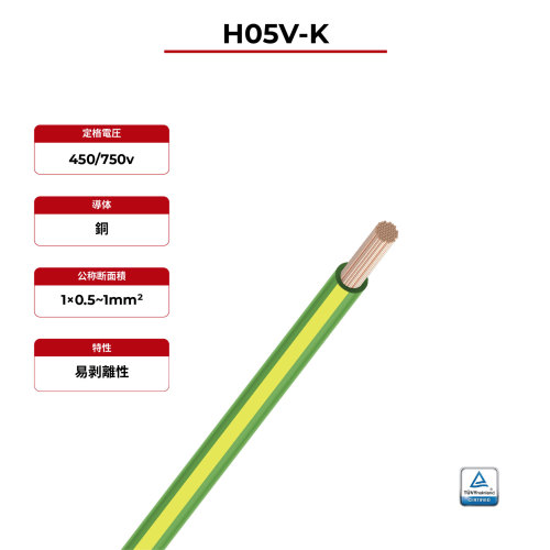 300/500V ソーラーケーブル H05V-K TÜV
