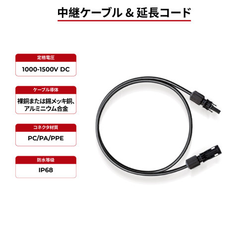 ソーラーケーブルジャンパー＆ホイップ TÜV＆UL