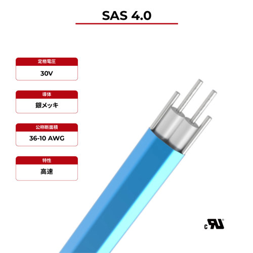 100Ω高速ケーブル SAS 4.0 UL認証