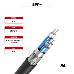 100Ω高速ケーブルSFP+ UL認定