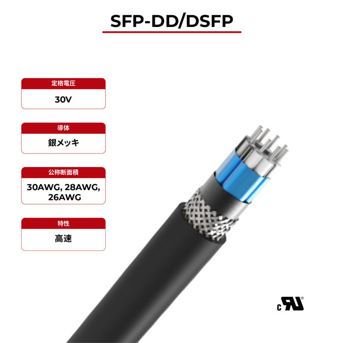 100Ω高速ケーブル SFP-DD/DSFP UL認証