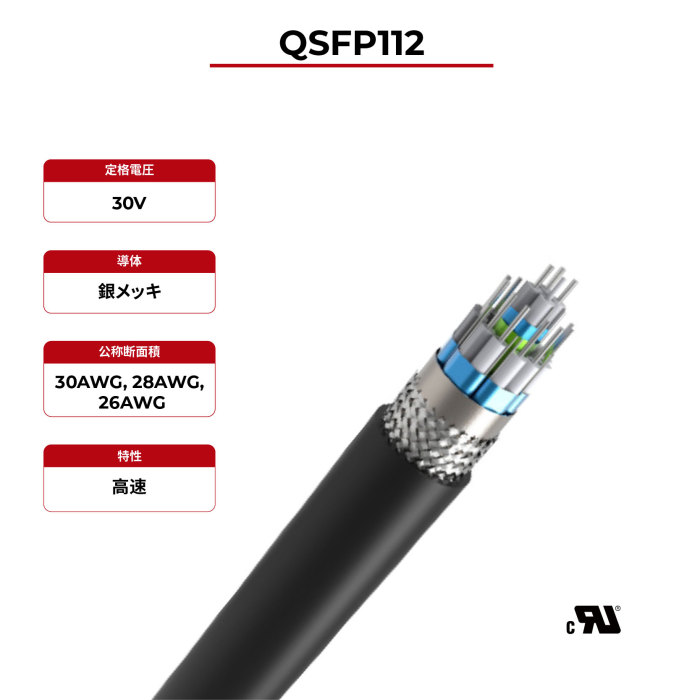 100Ω高速ケーブル QSFP112 UL認証