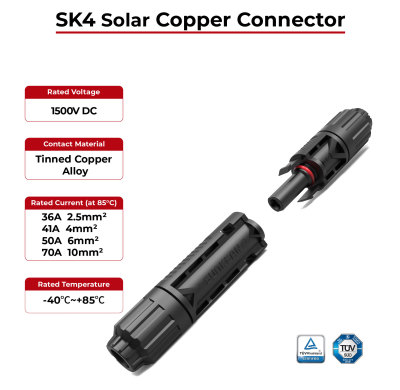 SK4 Solar Copper Connector  2.5mm 4mm 6mm 10mm TÜV
