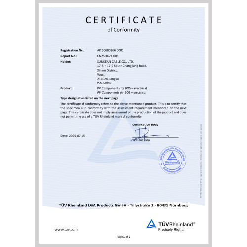 TÜV 2PfG 2915 Certificate