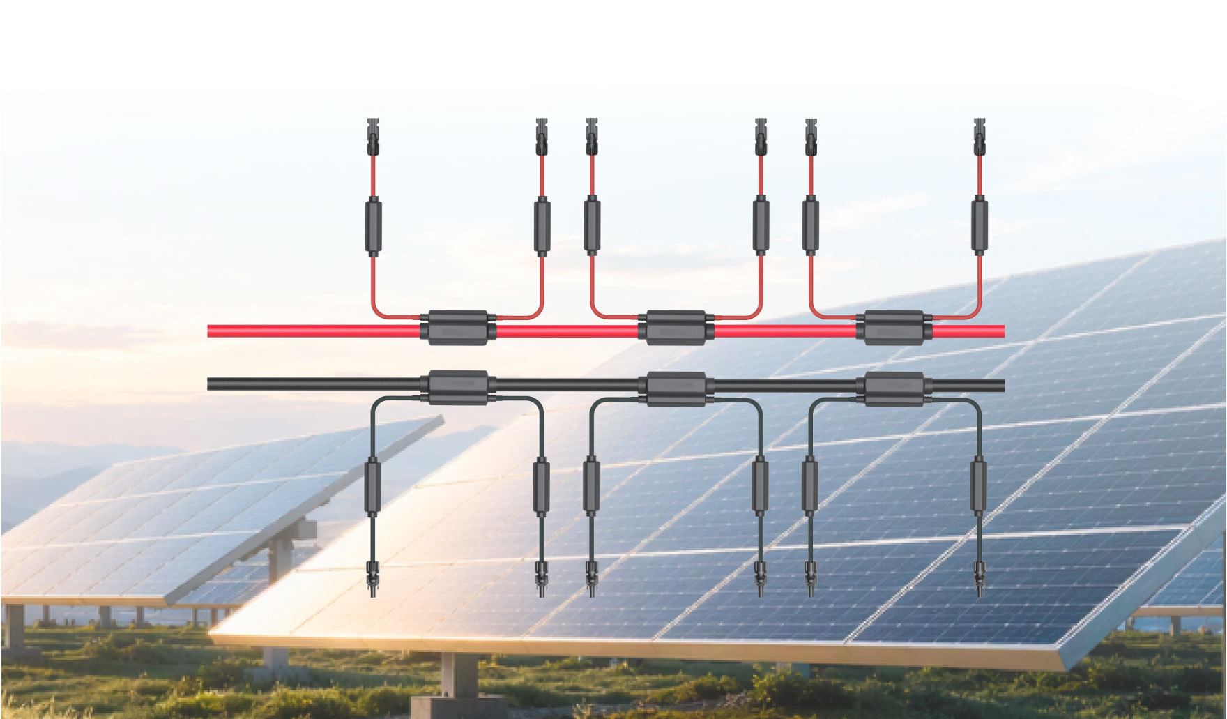 Modular trunk system with fused branch connections routed to the inverter