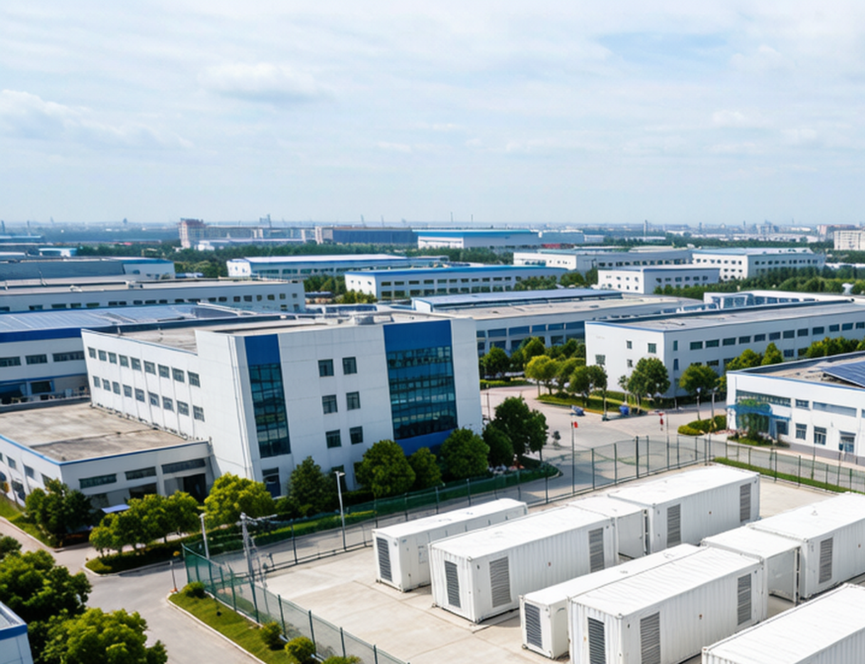 Large-scale battery energy storage system facility with rows of battery racks and power distribution infrastructure
