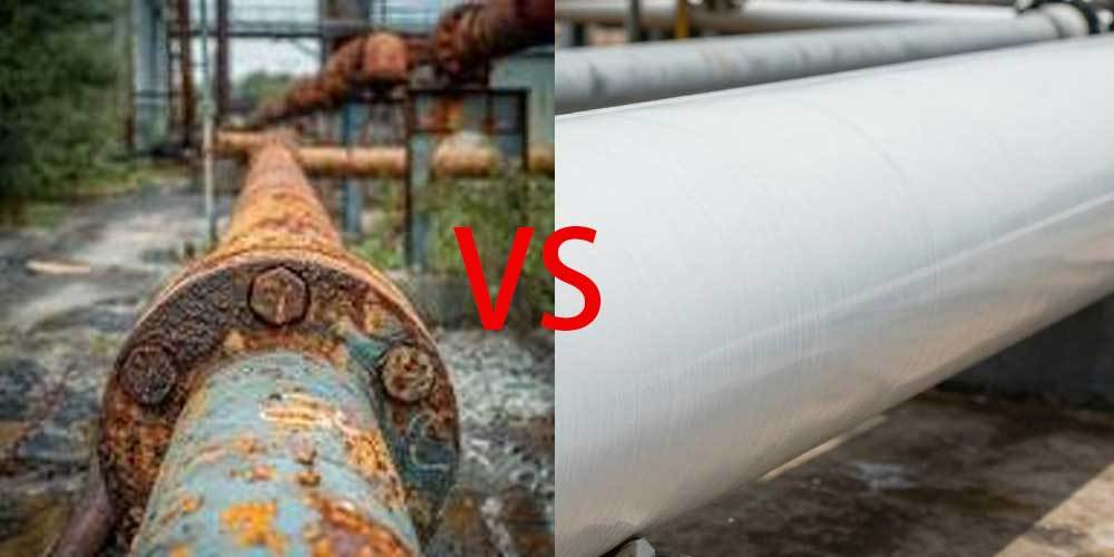 Corroded vs anti-corrosion spiral steel pipe for desalination-100-500-1