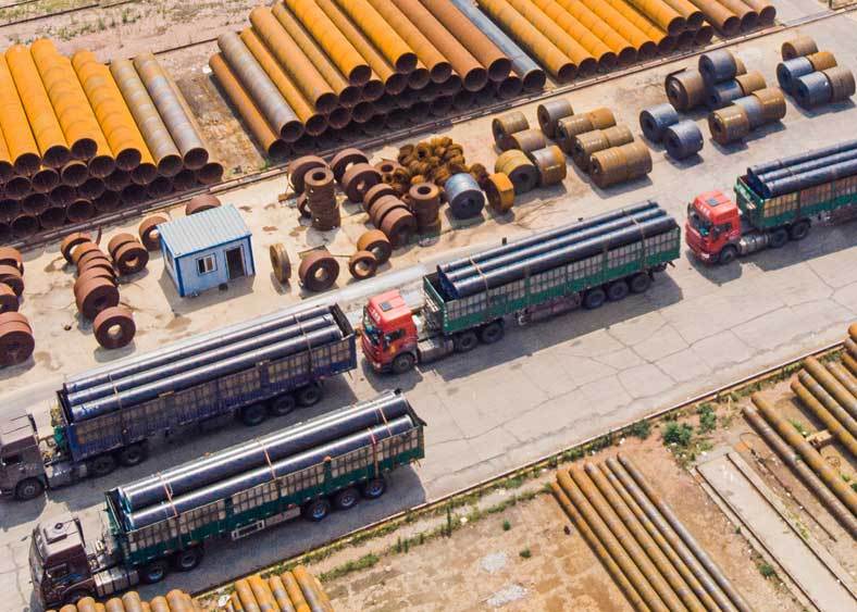 3620mm pipe on transport truck or at laydown yard