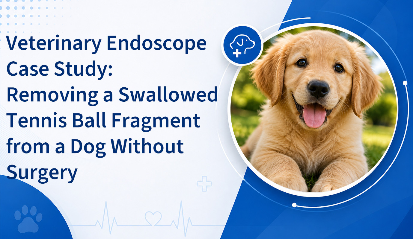 Veterinary Endoscope Case Study: Removing a Swallowed Tennis Ball Fragment from a Dog Without Surgery