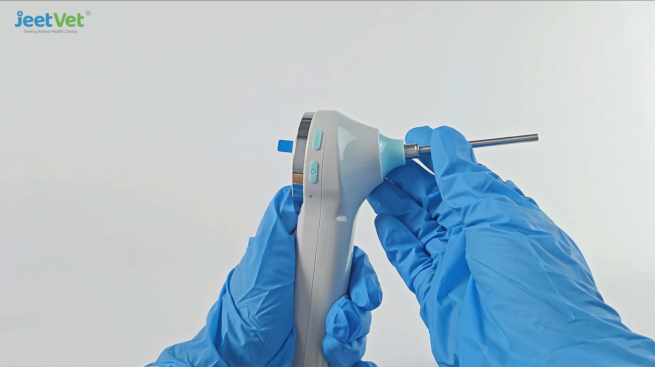Veterinarian using JEETVET wireless otoscope
