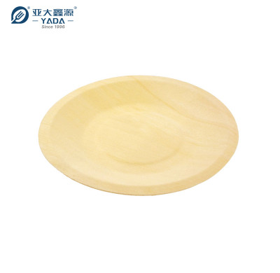 Bandeja de madera redonda desechable de 215 mm al por mayor | bandeja de madera de álamo desechable | 8 '' bandeja de madera
