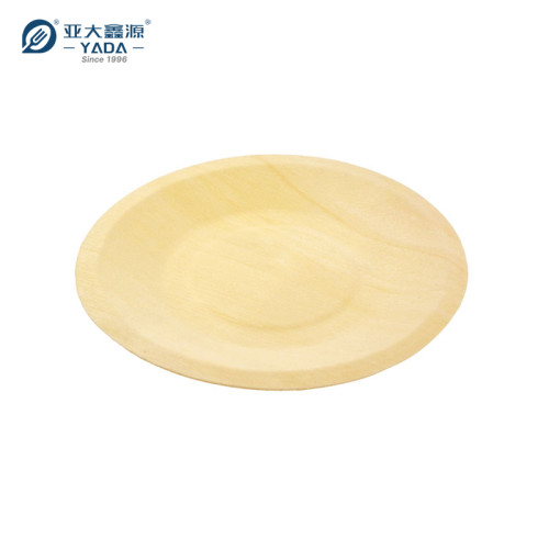 YADA 215mm Round Wooden Dinner Plate Wholesale Disposable Wood Cake Plates 8 Inch Wooden Disk