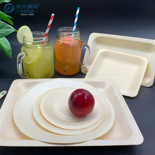 YADA 215mm Round Wooden Dinner Plate Wholesale Disposable Wood Cake Plates 8 Inch Wooden Disk