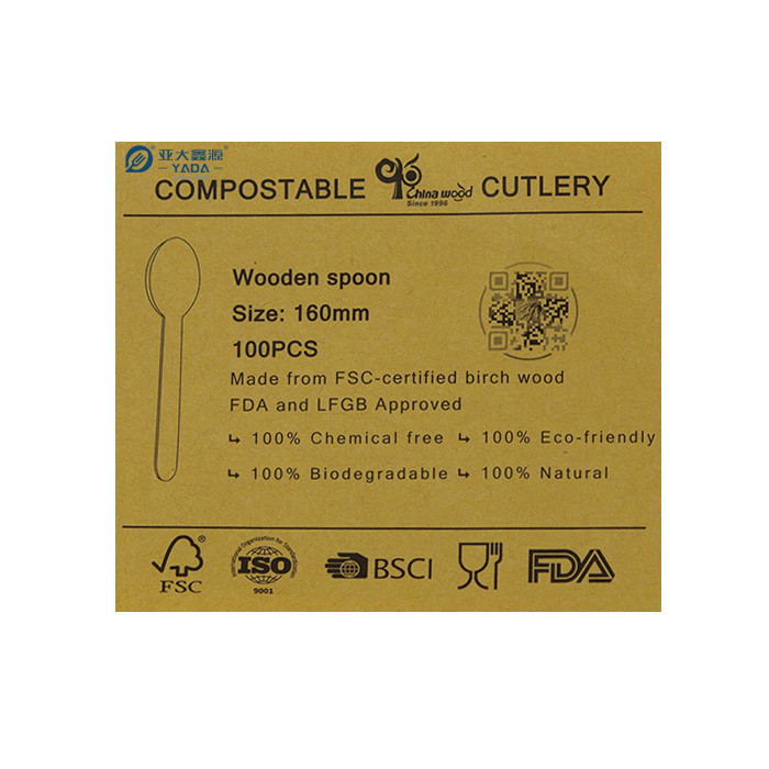 Printed On Packaging Lables for wooden and bamboo cutlery