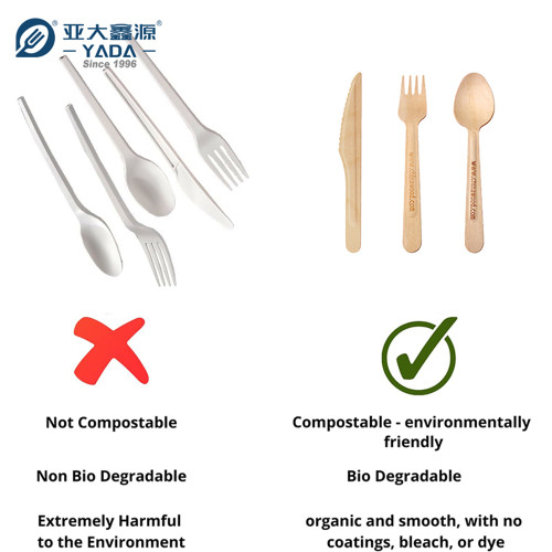 Biodegradable Disposable Wooden Cutlery Set Wholesale | YADA Eco-friendly Cutlery Kit YD-B 165mm