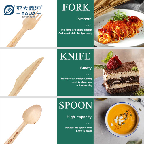 Biodegradable Disposable Wooden Cutlery Set Wholesale | YADA Eco-friendly Cutlery Kit YD-B 165mm