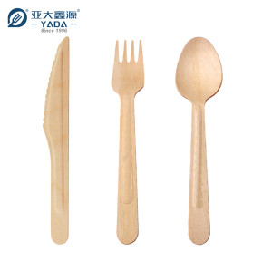 Juego de cubiertos de madera biodegradables YADA 165 mm YD-B Juego de cubiertos de madera de abedul desechables al por mayor