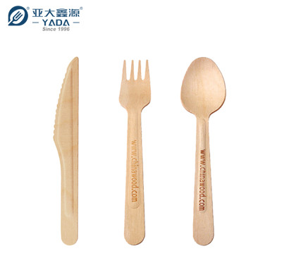 Juego de cubiertos de madera biodegradables YADA 165 mm YD-B Juego de cubiertos de madera de abedul desechables al por mayor