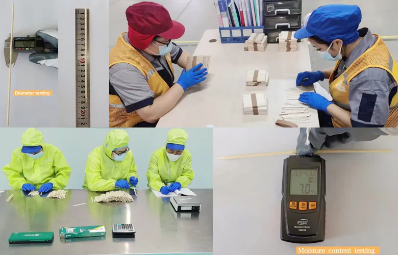 Inspectors checking finished wooden products against order specifications