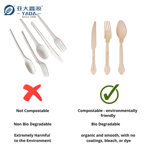 Disposable Wooden Cutlery Set Wholesale | YADA Eco Compostable Birch Wood Cutlery Kit YD-L 205mm