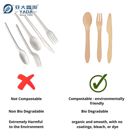 Eco-friendly Disposable Wooden Cutlery Set Wholesale | YADA Biodegradable Wooden Cutlery 185mm YD-M