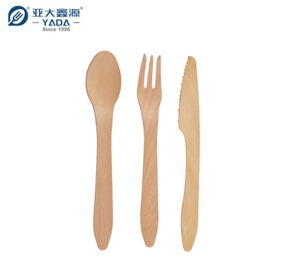 Juego de cubiertos de madera YADA 185 mm YD-M, venta al por mayor, juego de cubiertos de madera de abedul desechables, ecológico