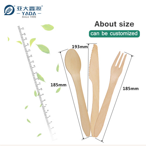 Cucharas de madera desechables de 185 mm al por mayor | Juego de cucharas biodegradables YADA | Cuchara compostable ecológica YD-M