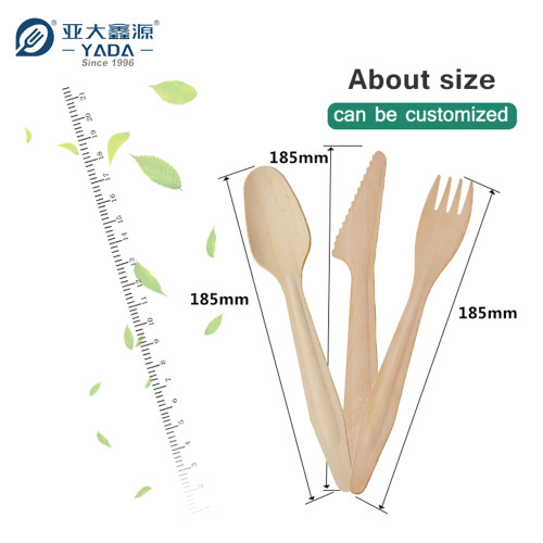 Cucharas de madera desechables de 185 mm al por mayor | Juego de cucharas biodegradables ecológicas YADA | Cuchara compostable YD-N