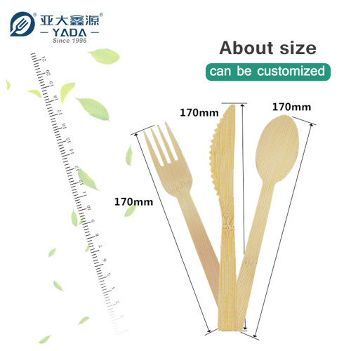 Disposable Bamboo Cutlery 4 In 1 Kit (Knife+Spoon+Fork+Napkin) Wholesale | YADA Catering Cutlery Set