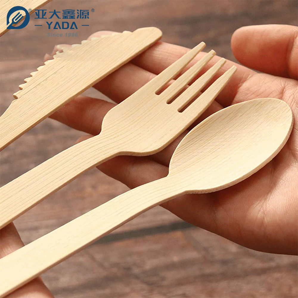 Bamboo Cutlery Set, Bamboo Cutlery Set, Disposable Bamboo Cutlery 4 In 1 Kit, Knife Spoon Fork Napkin