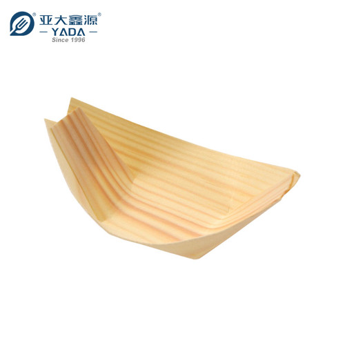 YADA 135mm Compostable Wooden Sushi Boat Wholesale Disposable Wood Boats Japanese Food Container