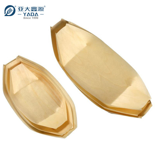 YADA 135mm Compostable Wooden Sushi Boat Wholesale Disposable Wood Boats Japanese Food Container