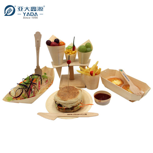 YADA 135mm Compostable Wooden Sushi Boat Wholesale Disposable Wood Boats Japanese Food Container