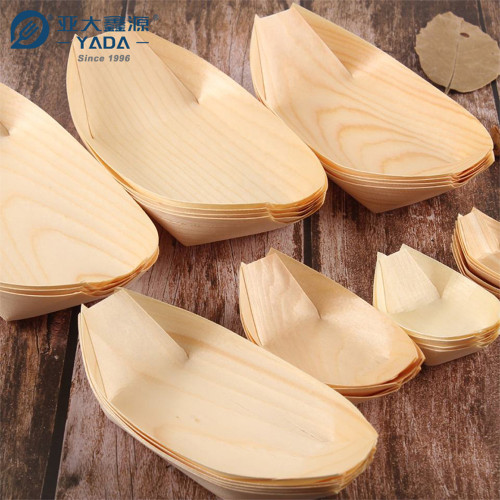 YADA 135mm Compostable Wooden Sushi Boat Wholesale Disposable Wood Boats Japanese Food Container