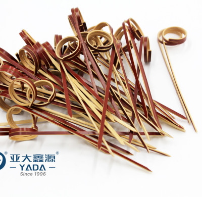 Palillos de bambú con forma de aro en forma de bucle de 120 mm de YADA, palillos de comida con nudos, palillos de cóctel desechables al por mayor