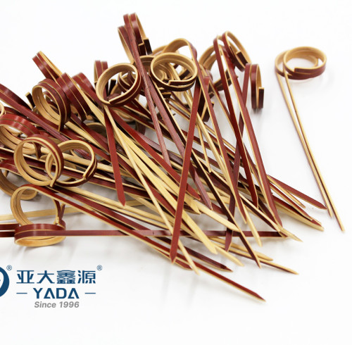 Palillos de bambú con forma de aro en forma de bucle de 120 mm de YADA, palillos de comida con nudos, palillos de cóctel desechables al por mayor