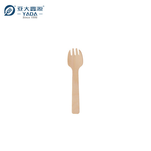 75mm Disposable Wooden Sporks Wholesale | YADA Eco-friendly 3 Prong Fork and Spoon | Wood Mini Spork