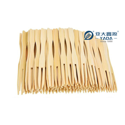 Mini Garfos de Bambu Descartáveis | Garfo de Frutas Ecológico YADA 90mm | Palitos de Coquetel e Aperitivo