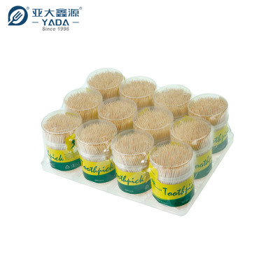Palillos de dientes de madera de doble punta ecológicos YADA de 65 mm, venta al por mayor, palillos de dientes de madera desechables