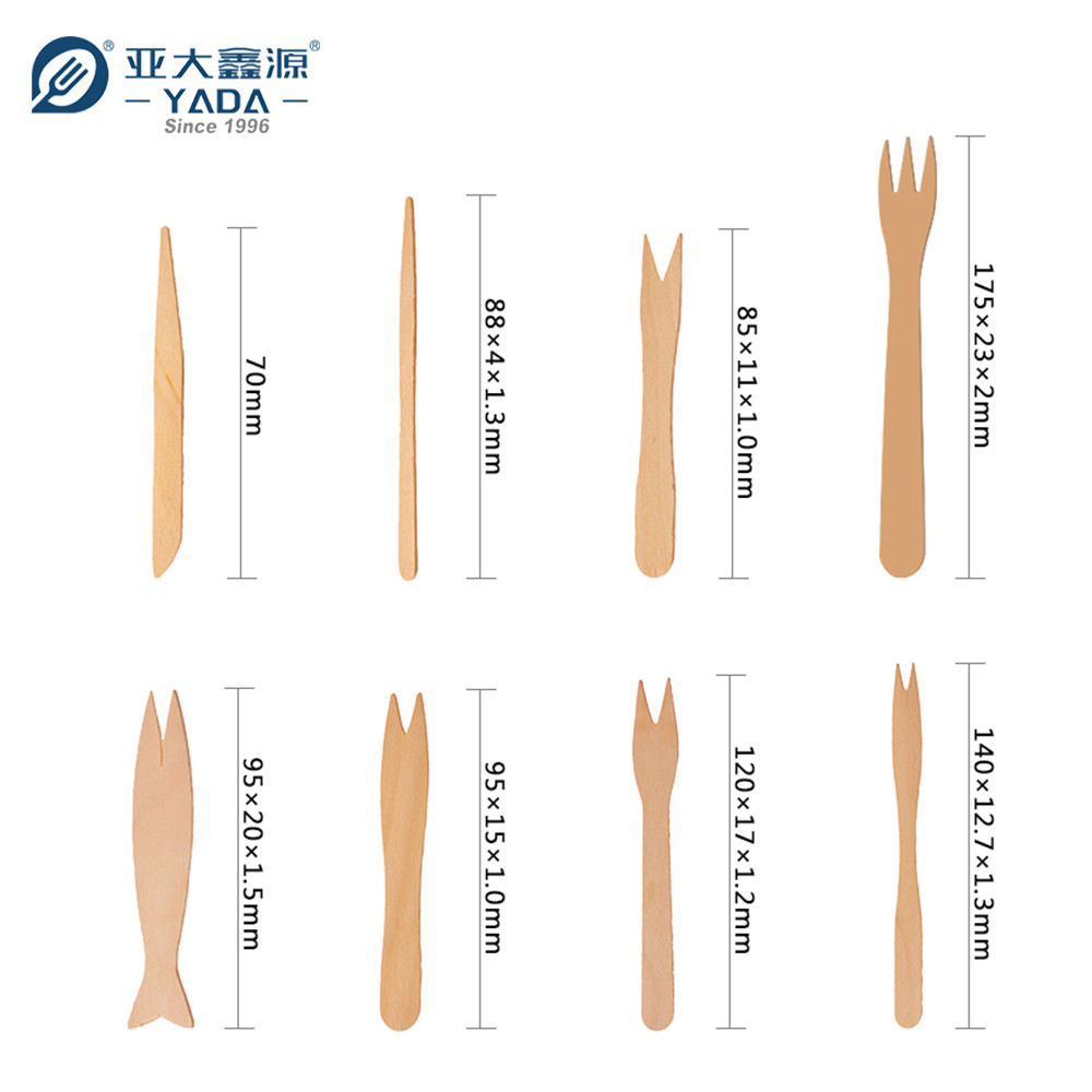 Especificaciones del pequeño palillo de madera para alimentos, especificaciones del tenedor para virutas de madera, especificaciones del recolector de comida rápida